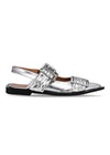 Vrouwelijke Gesp Ballerina Metallic - Zilver-Schoenen-Ganni-Butler Loftet