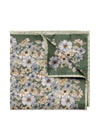 Floral Tussah Silk Pocket Square - Dark Green-Accessories-Eton-Butler Loftet