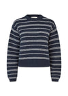 LineusMD gestreepte o-hals - Navy Sky Soft White Stripe-Knitwear-Modström-Butler Loftet
