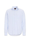 Reg Fit wijdverspreid linnen overhemd met Venetiaanse strepen - Smog Blue-shirts-Oscar Jacobson-Butler Loftet