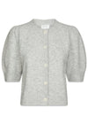 Trudy Deco Knit Cardigan - Light Grey Melange-Knitwear-Neo Noir-Butler Loftet