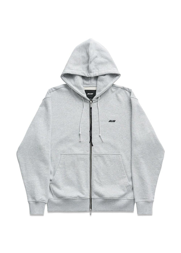 AARON HOODIE W/ ZIPPER & LOGO - Grey Melange-Hoodies-ALIS-Butler Loftet