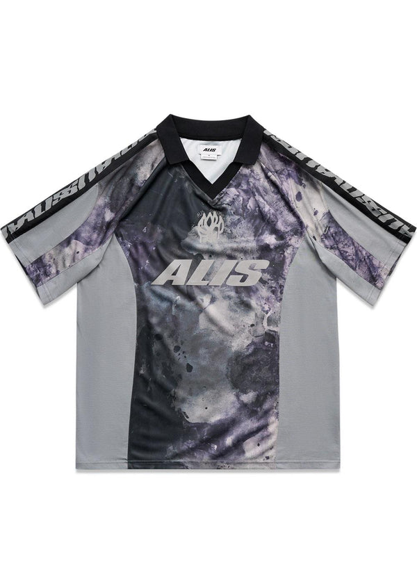 ALAIN POLO W/GRAPHIC & LOGO BAND - Grijs / Schilders Paars-T-shirts-ALIS-Butler Loftet