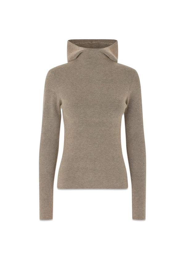 Alanis Hood Knit - Licht Mokka-Knitwear-Oval Square-Butler Loftet