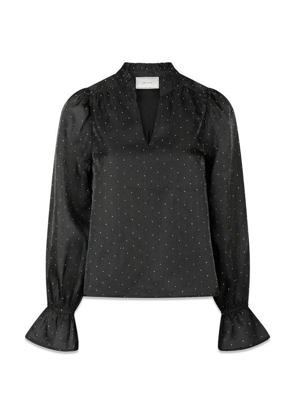 Amara Bedazzled Blouse - Black-Blouses-Neo Noir-Butler Loftet