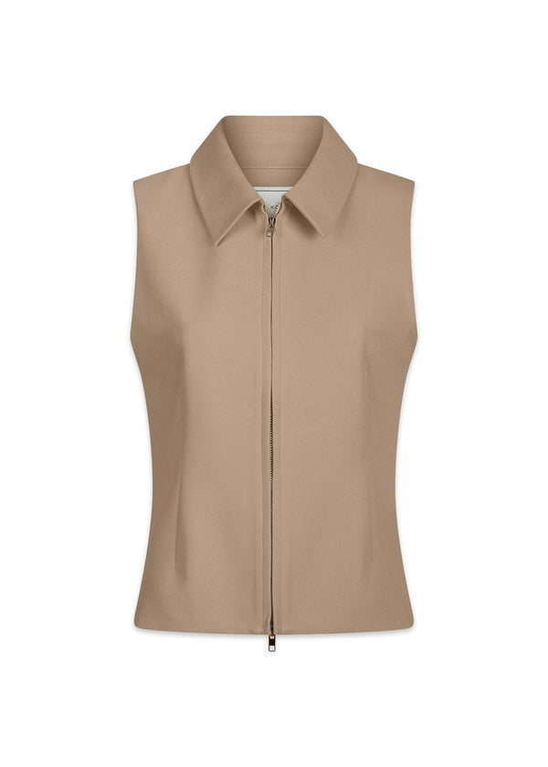 Annabella Structure Gilet - Donker Taupe-Bovenkleding-Neo Noir-Butler Loftet