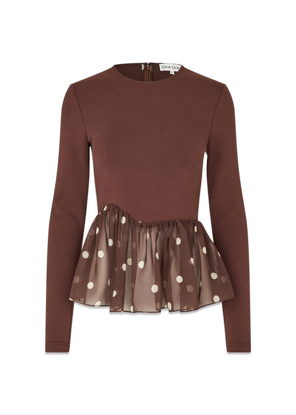 Asymmetrische gedrapeerde top - Artist Blurry Dots-Blouses-Stine Goya-Butler Loftet