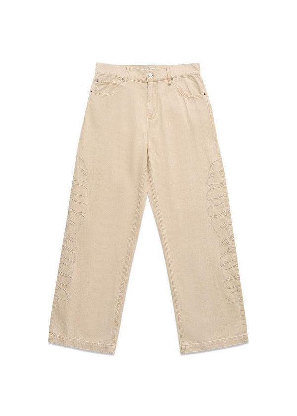 BAM WIDE FIT JEANS MET BORDUURSEL - Faded Sand-Jeans-ALIS-Butler Loftet