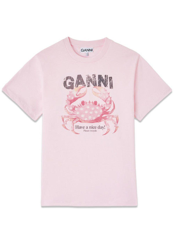 Basic Cotton Jersey T-shirt - Chalk Pink-T-shirts-Ganni-Butler Loftet