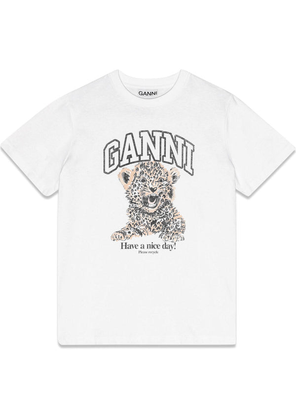 Basic Jersey Leopard Relaxed T-shirt - Leopard-T-shirts-Ganni-Butler Loftet