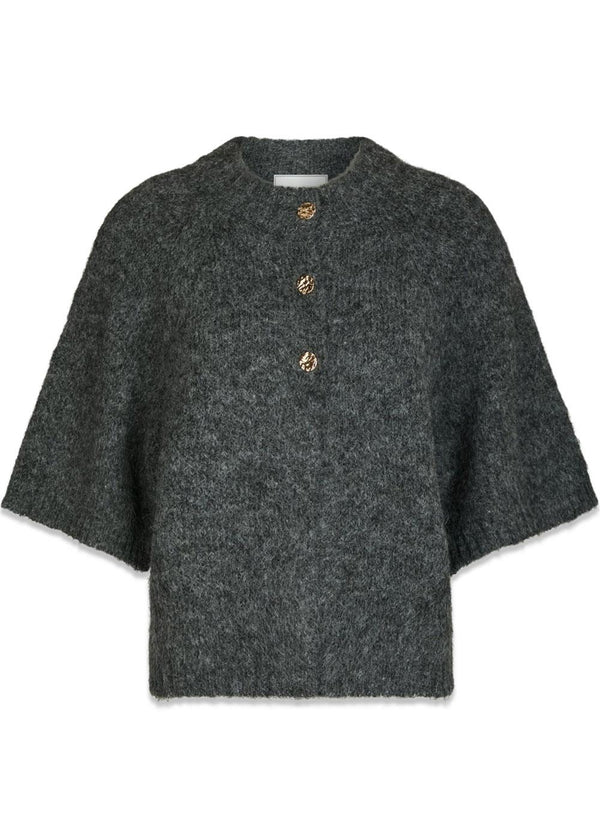 Benuta Fluffy Knit Cardigan - Antracit Melange-Knitwear-Neo Noir-Butler Loftet