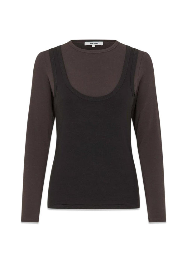 Bibi Top Blouse - W/Bruin-Blouses-Oval Square-Butler Loftet