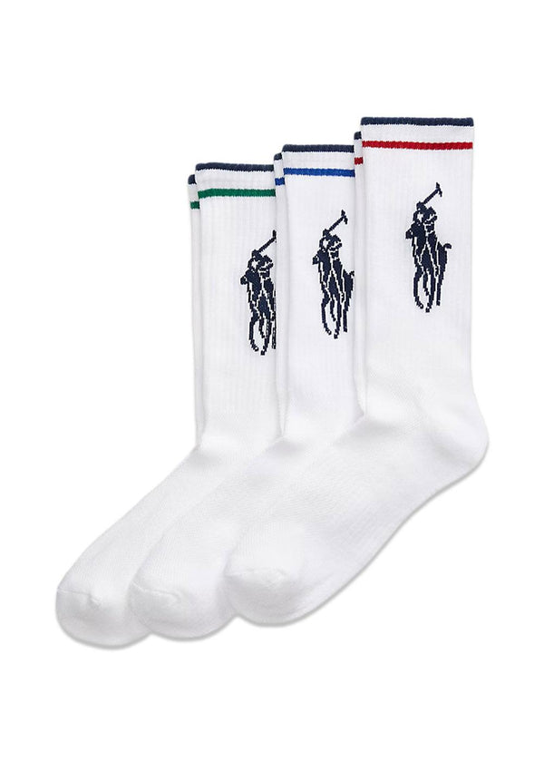 Big Pony Athletic Crew Sock 3-Pack - Wit-Sokken/kousen-Ralph Lauren-Butler Loftet
