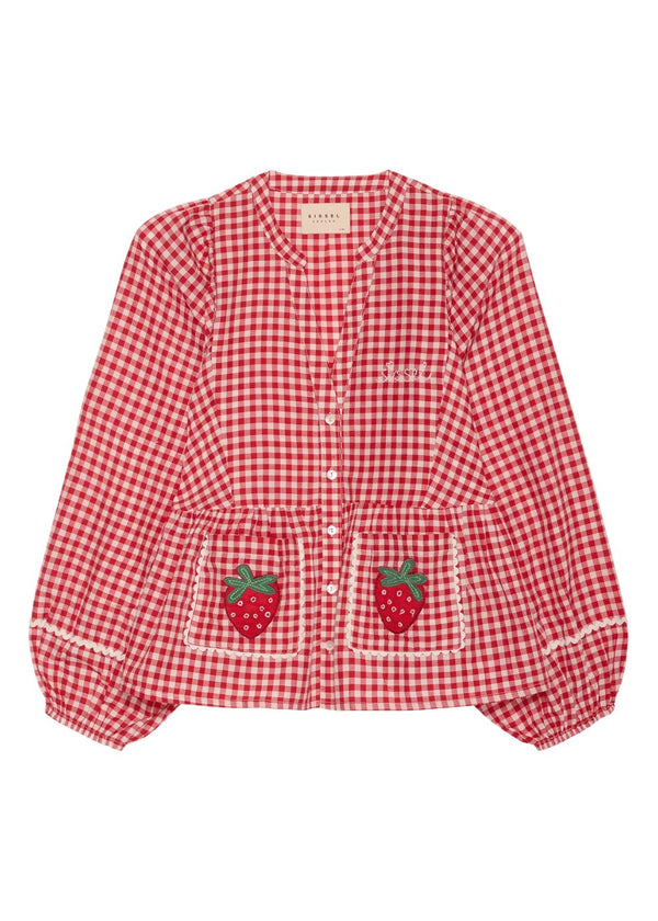 Bobbie Top - Red Checks-Blouses-Sissel Edelbo-Butler Loftet