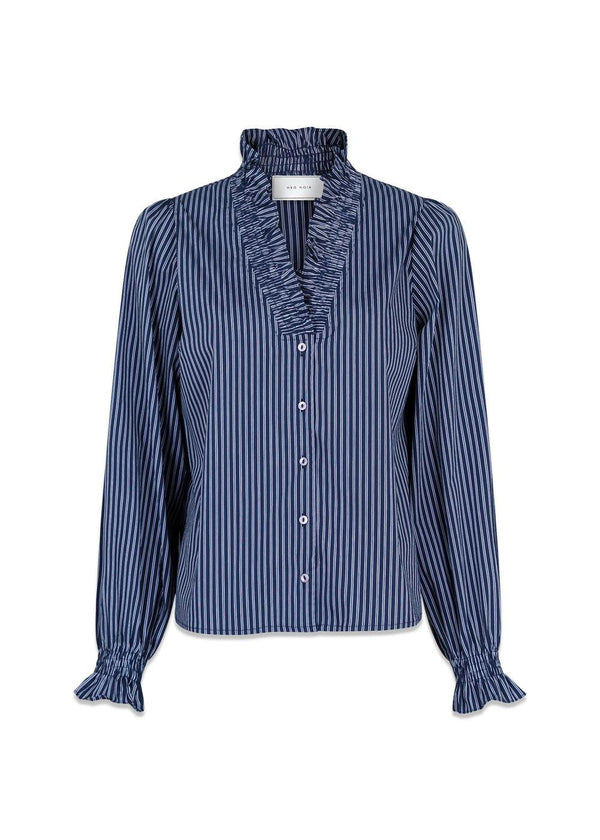 Brielle Multi Stripe Shirt - Dark Navy-Blouses-Neo Noir-Butler Loftet