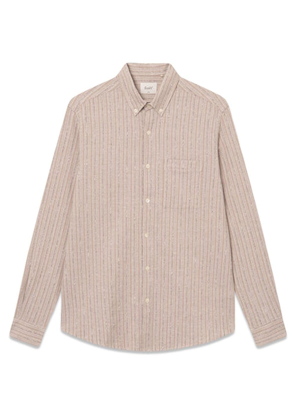 CAMP LINEN SHIRT - Khaki Stripe-Shirts-Forét-Butler Loftet