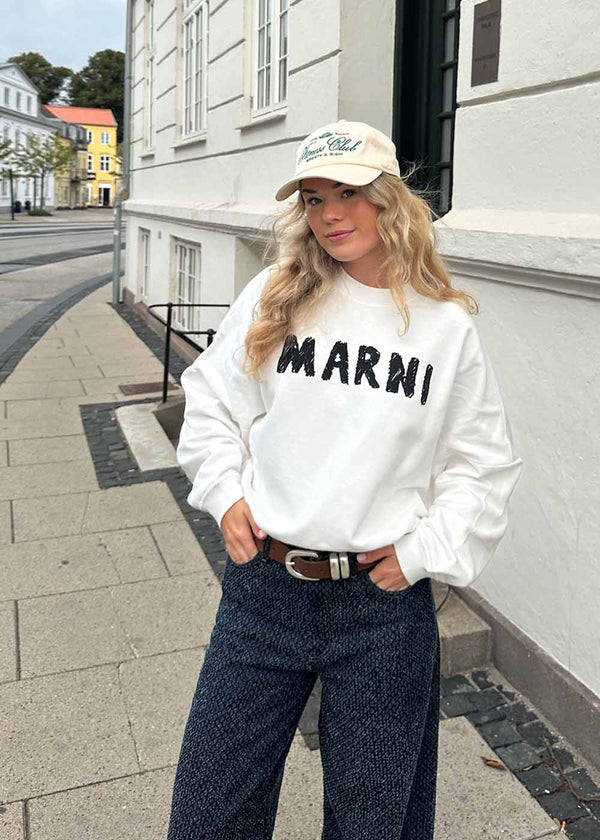 CRAYON LOGO PRINT OTRGANIC - Natural White-Sweatshirts-Marni-Butler Loftet