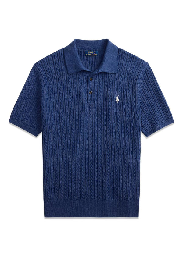 Kabelgebreide katoenen polotrui - Navy-Knitwear-Ralph Lauren-Butler Loftet
