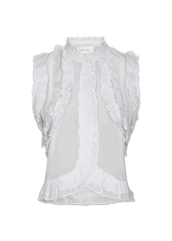 Celia Ruffle Top - Wit-Top-Neo Noir-Butler Loftet