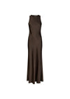 Celinie Heavy Sateen Dress - Dark Brown-Dress-Neo Noir-Butler Loftet