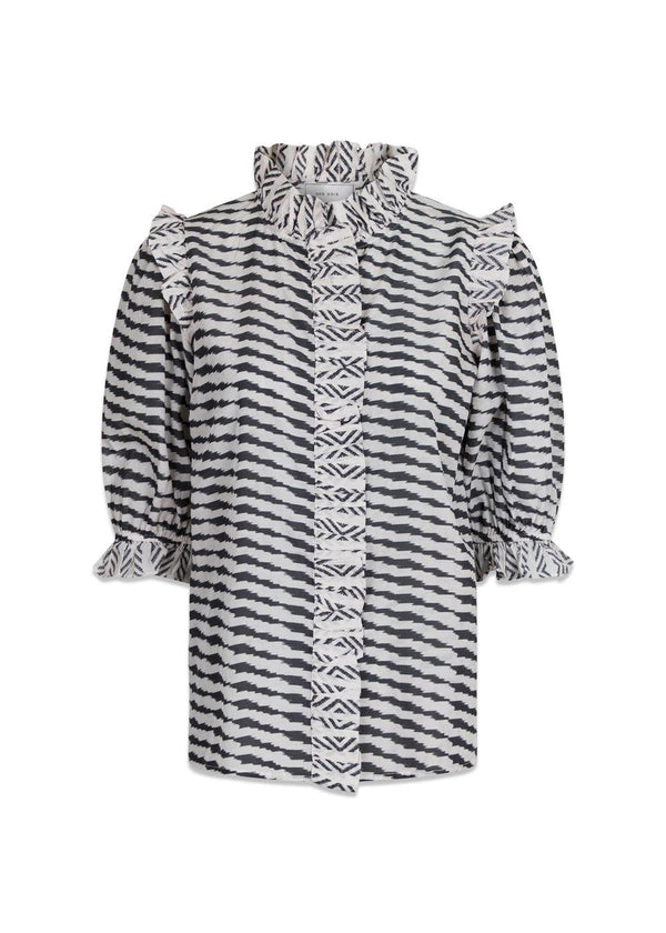 Neo Noirs Chacha Graphic Blouse - Antracit. Køb blouses her.