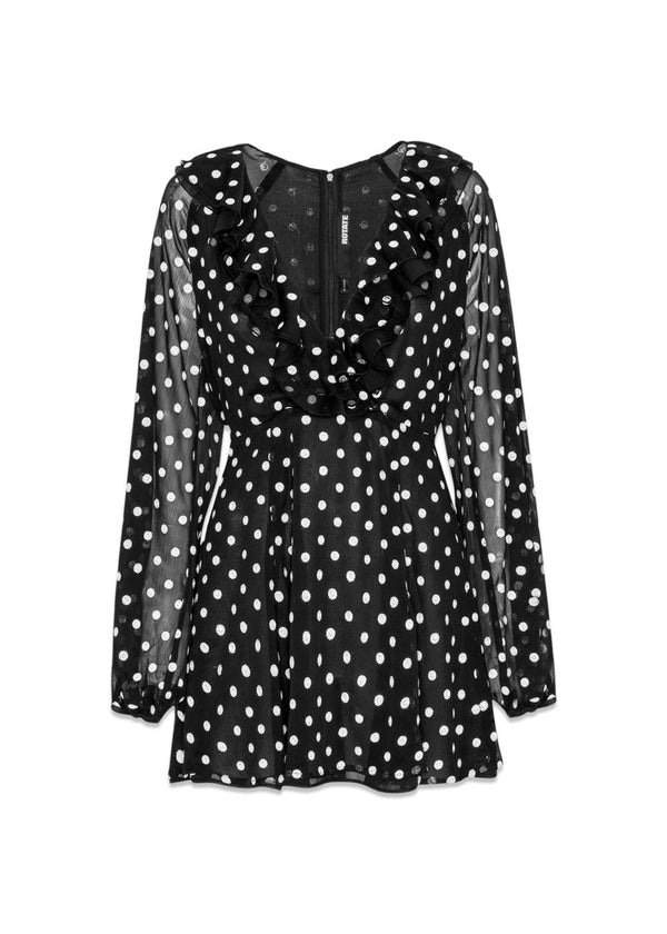 Mini-jurk van chiffon met ruches - 1000 zwarte kam.-jurk-Rotate-Butler Loftet