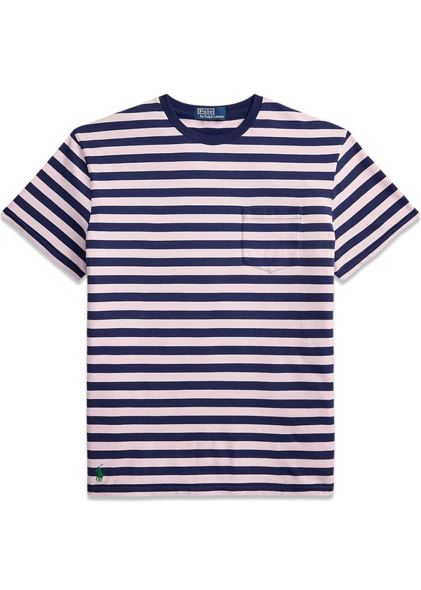 Classic Fit Gestreept Jersey T-shirt - Roze/Blauw-T-shirts-Ralph Lauren-Butler Loftet
