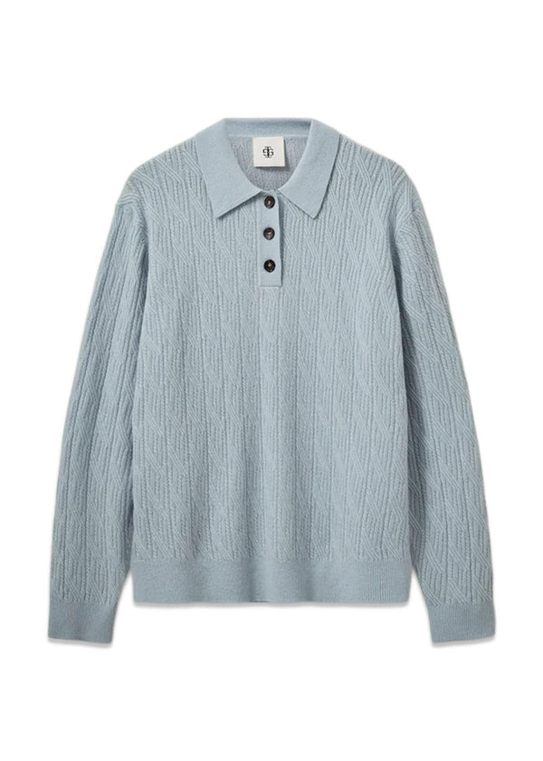 Como Kabelpolo - Lichtblauw-Knitwear-The Garment-Butler Loftet