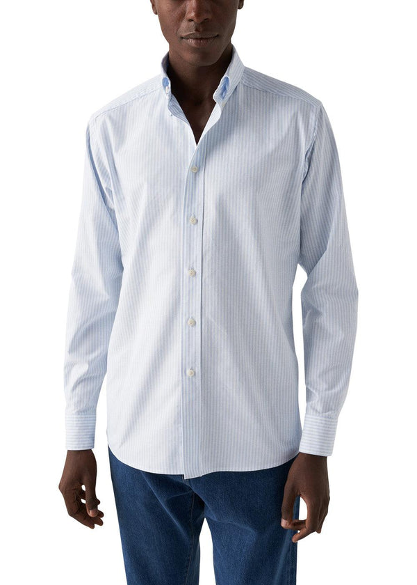 Contemparary-Striped Oxford - White Blue-Shirts-Eton-Butler Loftet