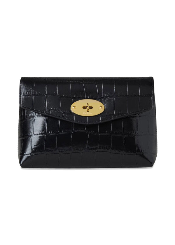 Darley Cosmetisch Etui - Zwart Glanzend Klein Croc-Portemonnee/Portemonnee-Mulberry-Butler Loftet