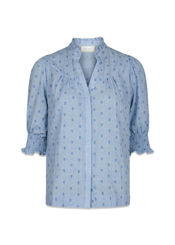 Diana Dobby S Blouse - Lichtblauw-Blouses-Neo Noir-Butler Loftet