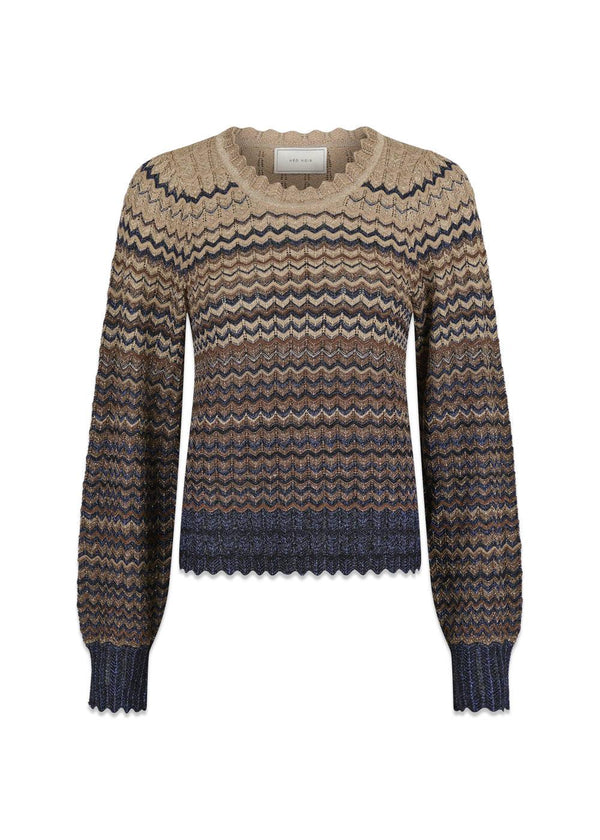 Dito Chevron Knit Blouse - Navy-Knitwear-Neo Noir-Butler Loftet