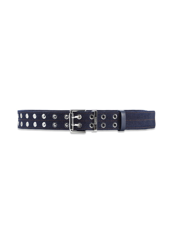 Riem met dubbele oogjes Denim - Donker Marine-Belts-Ganni-Butler Loftet