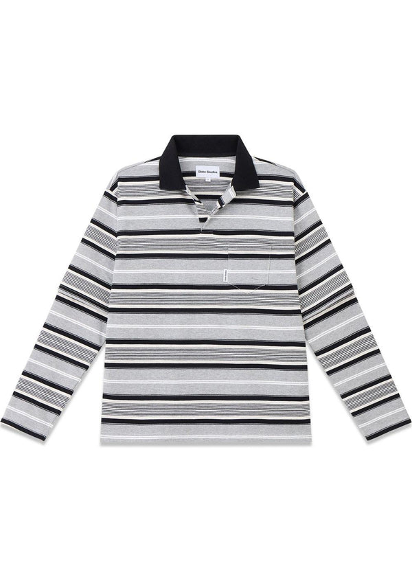 Dubbel gestreept poloshirt - Grijs gestreept-Blouses-Globe Studios-Butler Loftet