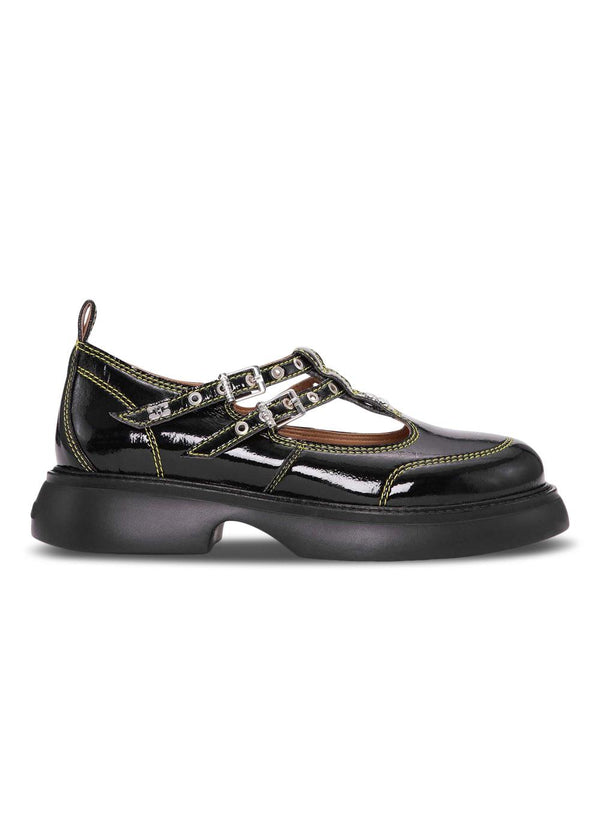 Everyday Butterfly Mary Jane Naplack - Zwart/Geel-Schoenen-Ganni-Butler Loftet