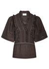 Evienne S Voile Top - Donkerbruin-Top-Neo Noir-Butler Loftet
