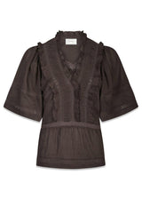 Evienne S Voile Top - Donkerbruin-Top-Neo Noir-Butler Loftet