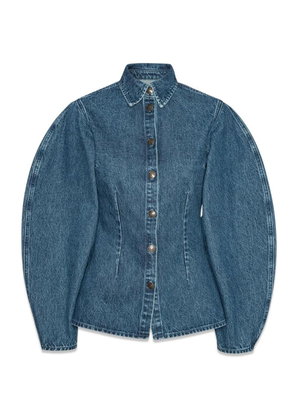 FITTED DENIM SHIRT - Medium Blue Denim-Overhemden-Rotate-Butler Loftet