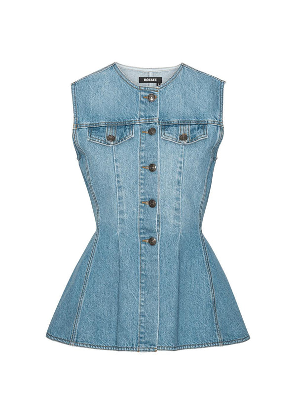 FLARED DENIM TOP - Hortensia (blauw)-Top-Rotate-Butler Loftet
