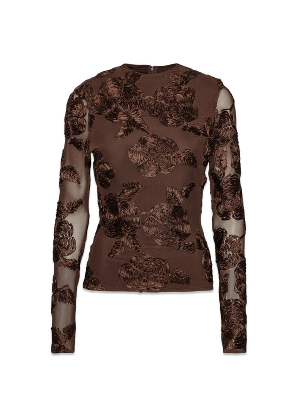FLOWER MESH LS TOP - Witlof Coffee-Top-Rotate-Butler Loftet