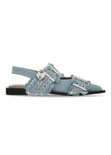 Feminine Buckle Ballerina Charms Denim - Faded Denim-Shoes-Ganni-Butler Loftet