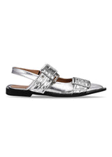 Feminine Buckle Ballerina Metallic - Silver-Shoes-Ganni-Butler Loftet