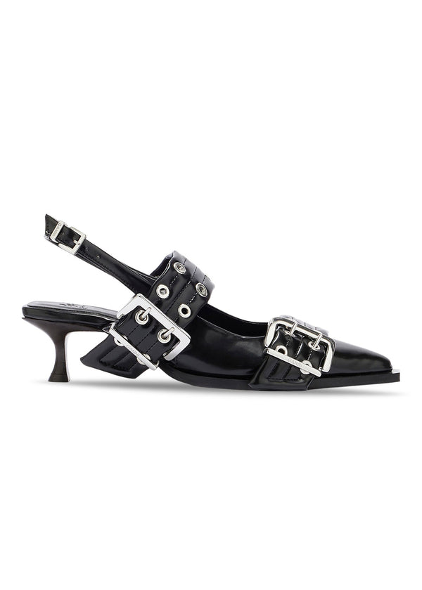 Vrouwelijke Gesp Kitten Heel Box Oleatex - Zwart-Schoenen-Ganni-Butler Loftet