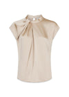 Fleur Drapy Satijnen Blouse - Donker Zand-Blouses-Neo Noir-Butler Loftet