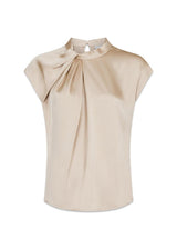 Fleur Drapy Satijnen Blouse - Donker Zand-Blouses-Neo Noir-Butler Loftet