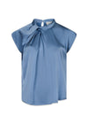 Fleur Drapy Satin Blouse - Dusty Blue-Blouses-Neo Noir-Butler Loftet