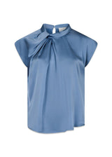 Fleur Drapy Satin Blouse - Dusty Blue-Blouses-Neo Noir-Butler Loftet