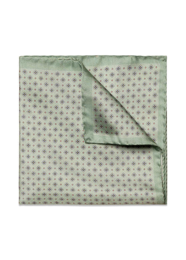 Floral Tussah Silk Pocket Square - Light Green-Accessories-Eton-Butler Loftet