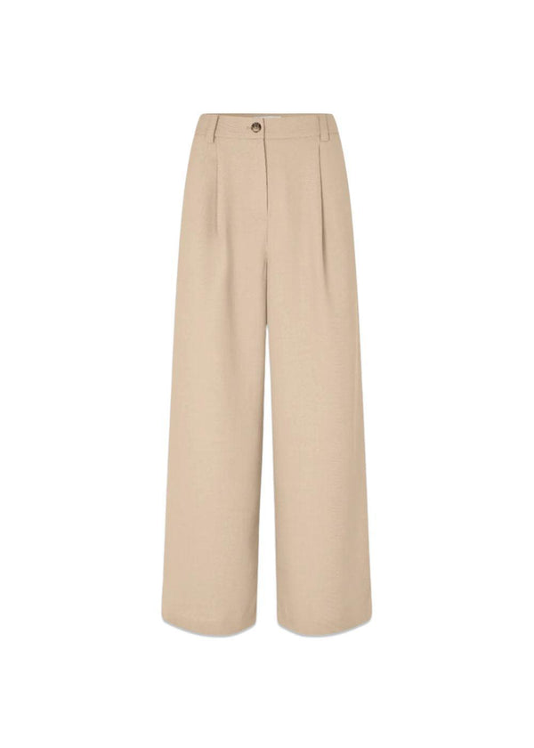 GaleMD 2 wijde broek - Beige Melange-Pants-Modström-Butler Loftet