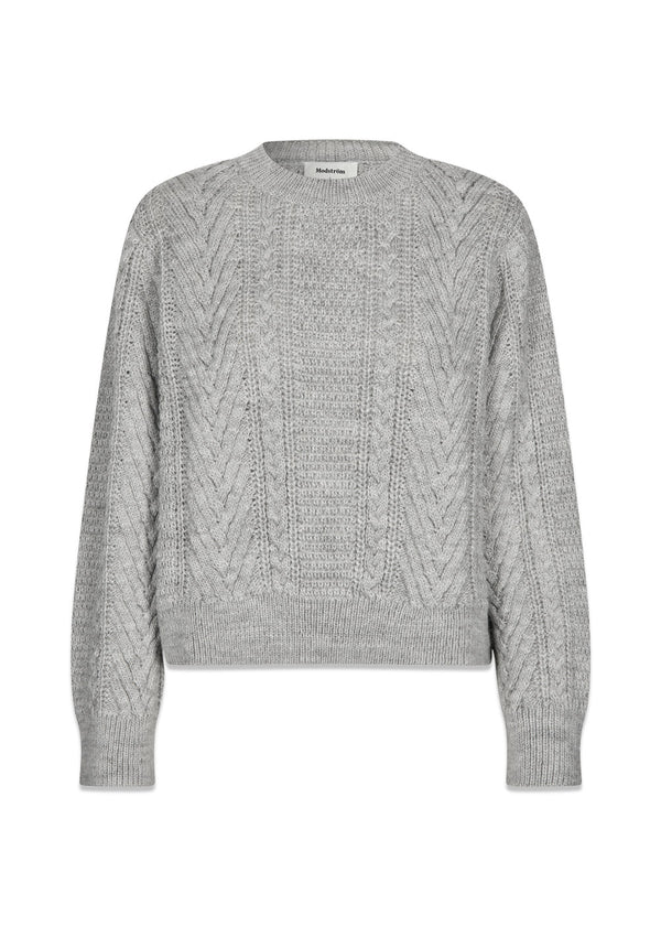 GrannonMD o-neck - Grijs Melange-Knitwear-Modström-Butler Loftet